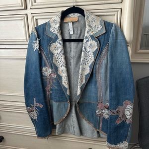 Never worn 1980 Roberto Cavalli Denim and leather Jacket